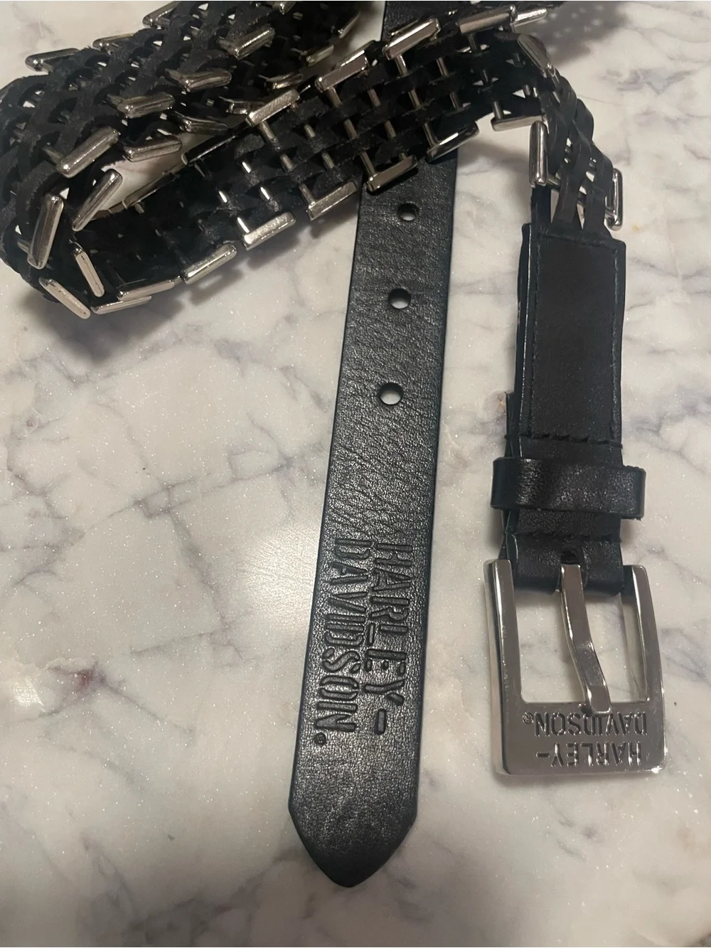 Harley-Davidson Women's Black Leather Belt with Silver Hardware